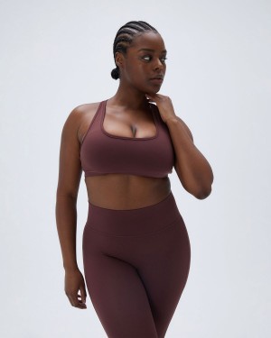 Burgundy Adanola Ultimate Scoop Neck Racer Back Bra | 1036-NJLAK